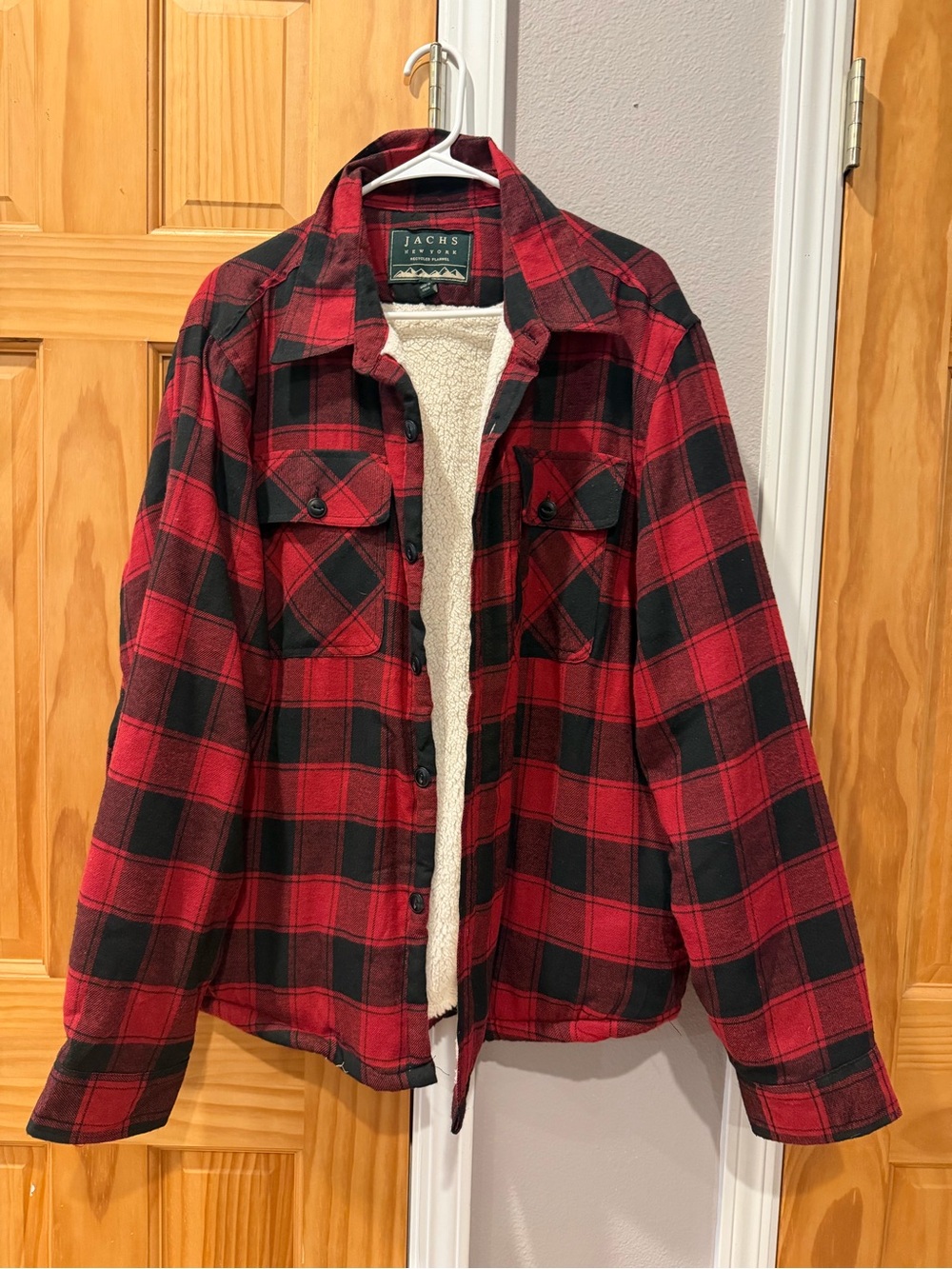 Jachs Red & Black Plaid Sherpa-Lined Jacket